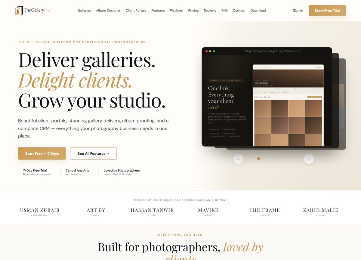 The Gallery Pro product interface